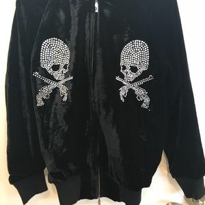 Mastermind Japan black velour zip up sweater